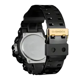 Casio G-Shock GA-710GB-1AER Cronómetro, Hora Mundial, Alarma Batería 5 Años, vista trasera: caja metálica y hebilla dorada