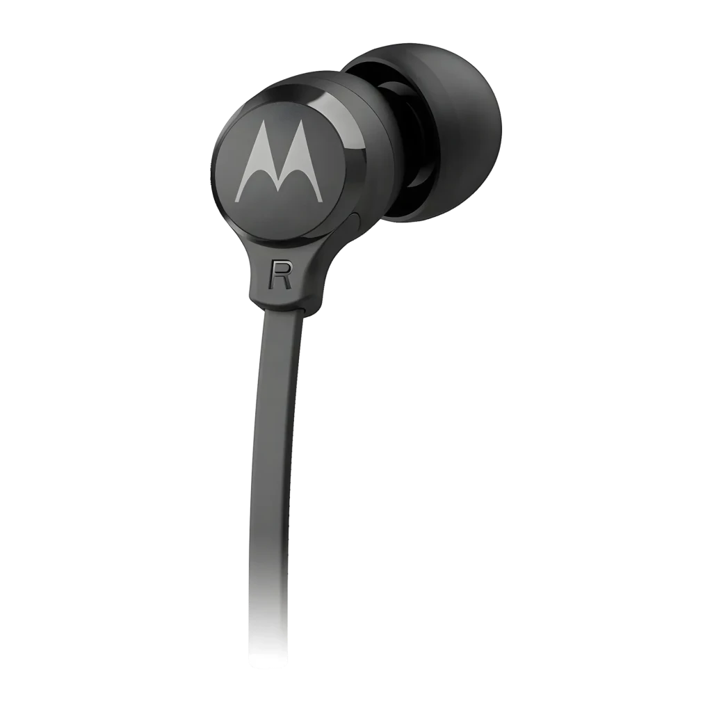 Auriculares Motorola Earbuds 3C-S In-Ear USB-C, vista detalle: auricular derecho con logo M y marcado R