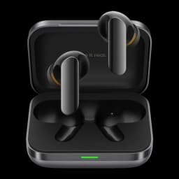 Auriculares realme Buds Air 7 Pro Cancelación de Ruido TWS Bluetooth 5.4, vista frontal: estuche negro abierto con earbuds