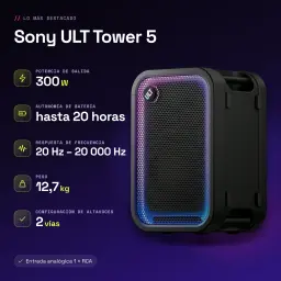 Enceinte de fête Sony ULT Tower 5 IP67 300W 20h Noir - caractéristiques