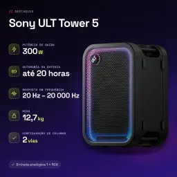 Enceinte de fête Sony ULT Tower 5 IP67 300W 20h Noir - caractéristiques