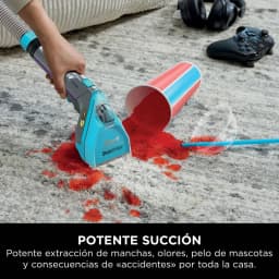 Aspirador de mano Shark StainStriker HairPro 450W 4,5m cable PX250EUT, uso: limpiando mancha roja en alfombra con vaso