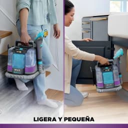 Aspirador de mano Shark StainStriker HairPro 450W 4,5m cable PX250EUT, uso: mujer limpia escaleras y otra bajo mueble