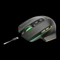 Souris Gaming Mars Gaming Sans Fil 12000 DPI Blanc MMW-VECTOR, vue latérale: éclairage RGB, molette verte, bouton DPI
