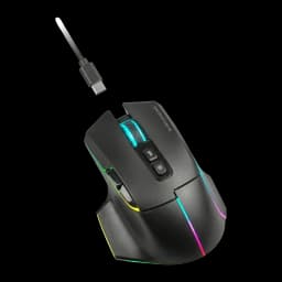 Souris Gaming Mars Gaming Sans Fil 12000 DPI Blanc MMW-VECTOR, vue latérale: éclairage RGB multicolore, molette bleue