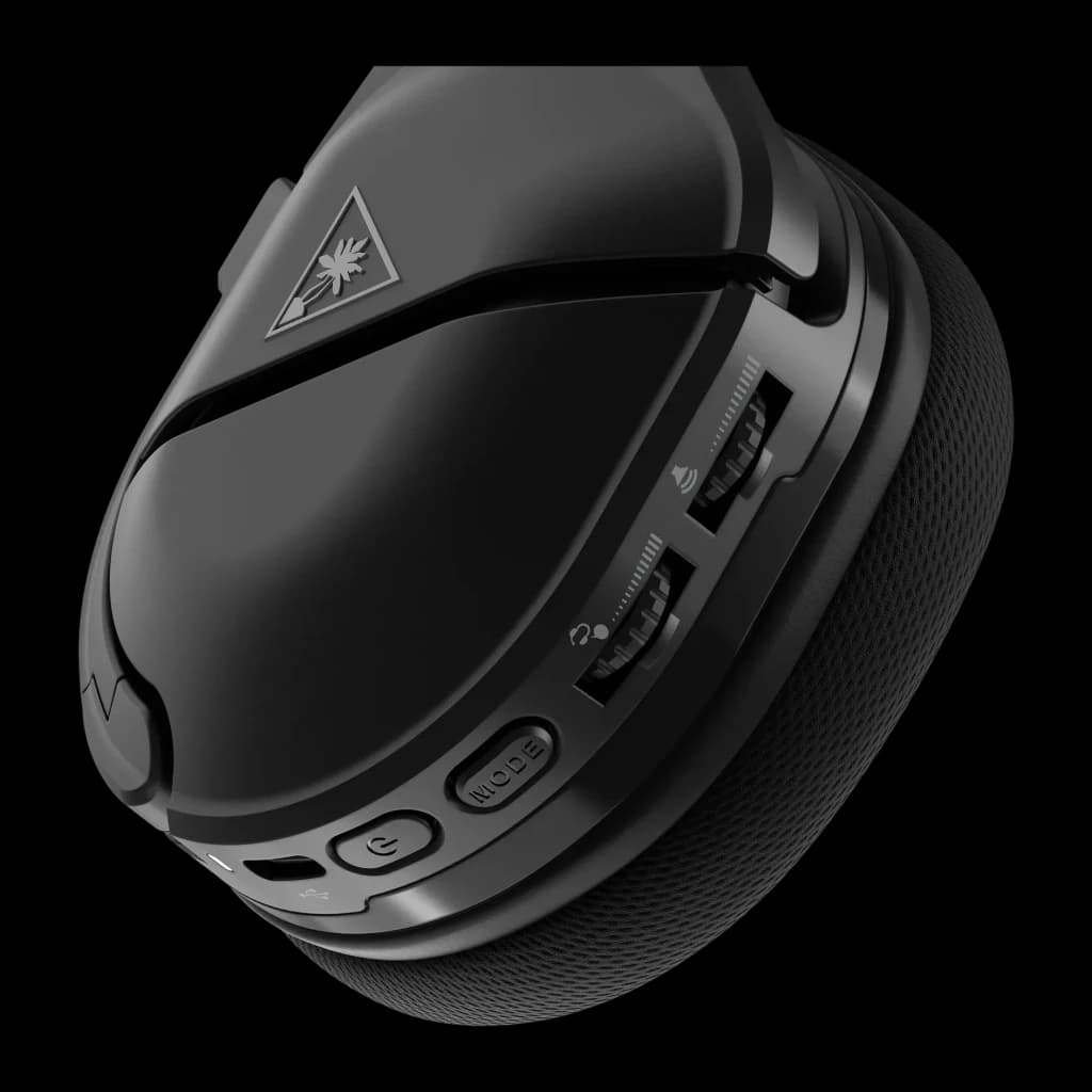 Auriculares Gaming Turtle Beach Stealth 600 Gen 2 MAX Inalámbrico, detalle lateral: ruedas de volumen, botón MODE y logo