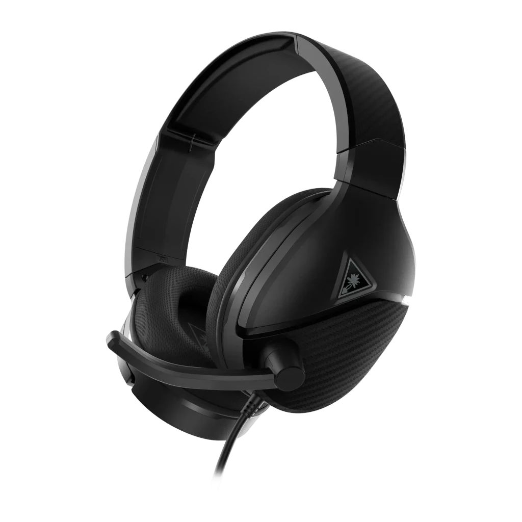 Auriculares Gaming Turtle Beach Recon 200 Gen 2 con Micrófono Diadema, vista lateral: auricular negro con logo triangular