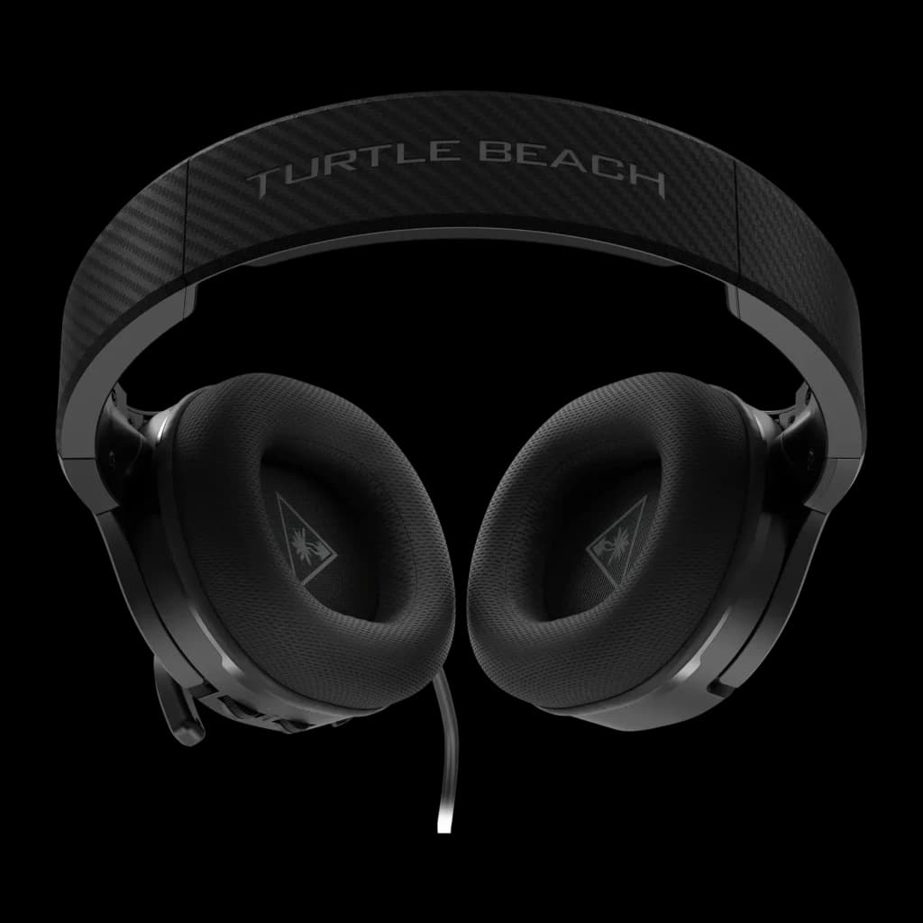 Auriculares Gaming Turtle Beach Recon 200 Gen 2 con Micrófono Diadema negro, vista frontal: diadema con textura carbono