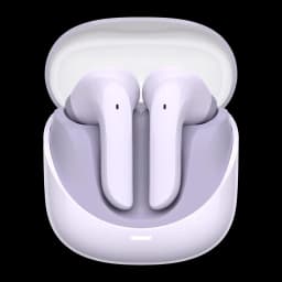 Auriculares Havit Modern Buds In-Ear TWS Bluetooth 5.3 4,5h, vista frontal: ambos earbuds en estuche abierto, color lila