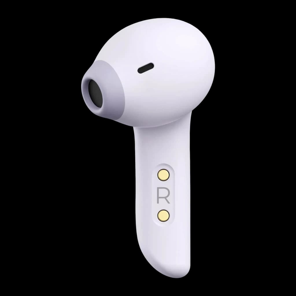 Auriculares Havit Modern Buds In-Ear TWS Bluetooth 5.3 4,5h, vista lateral: auricular derecho blanco con contactos de carga