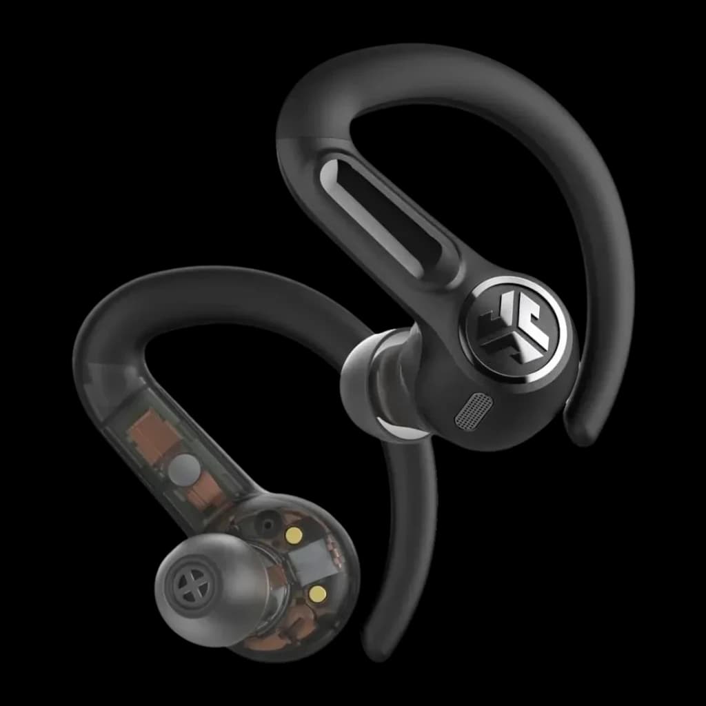 Auriculares JLab Audio Epic Sport ANC 3 Cancelación de Ruido híbrida ANC, detalle: interior transparente del earbud