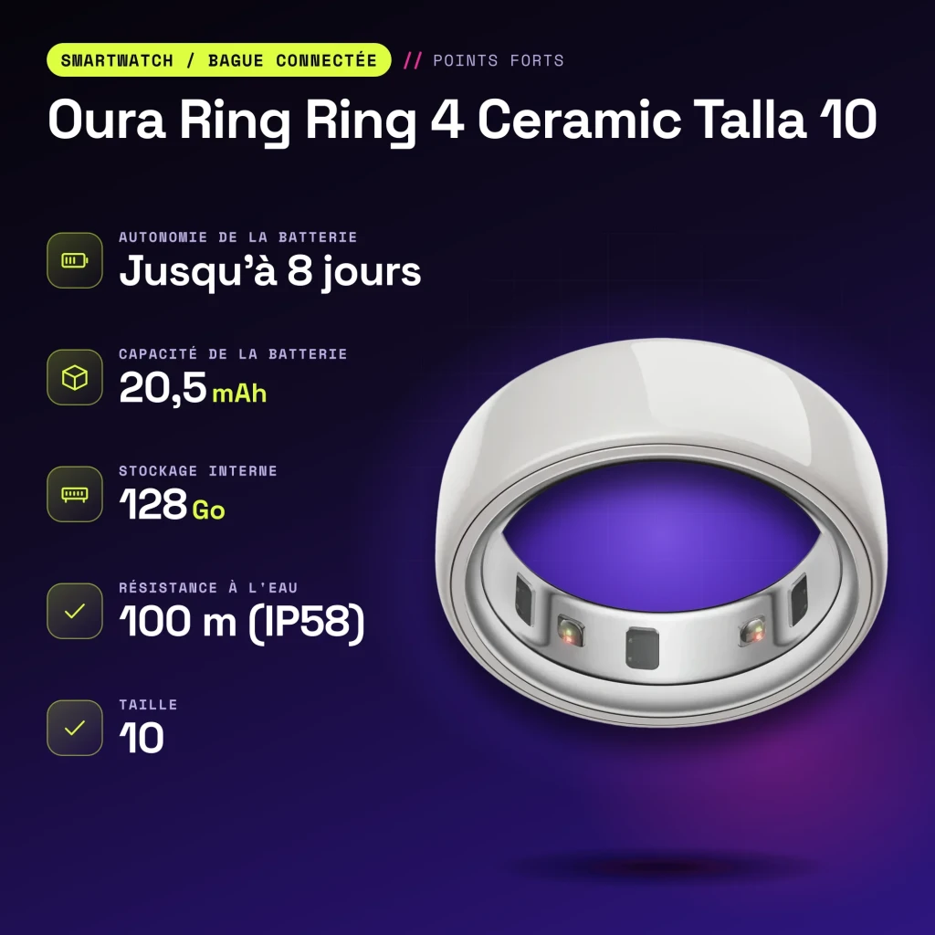 Oura Ring 4 Ceramic Anillo Inteligente Talla 10 Blanco Cloud - características
