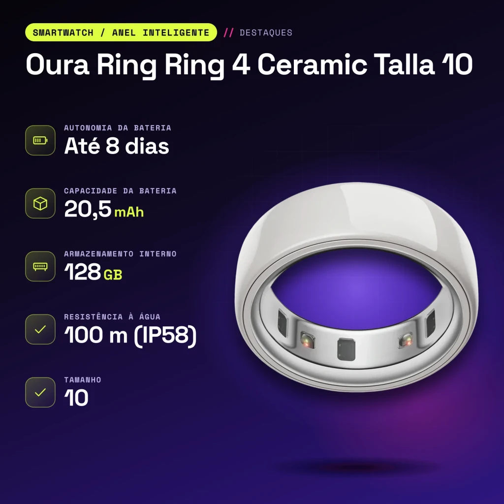 Oura Ring 4 Ceramic Anillo Inteligente Talla 10 Blanco Cloud - características