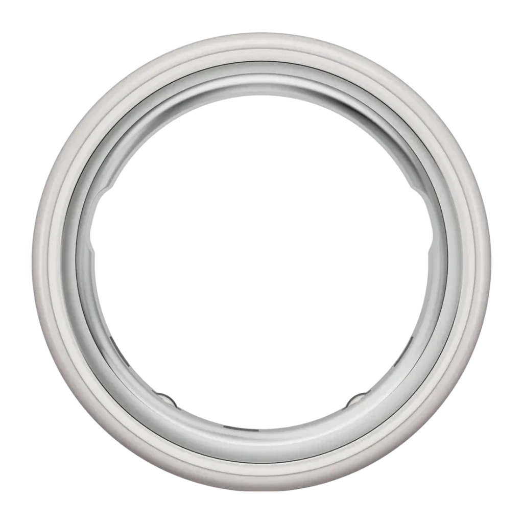 Oura Ring 4 Ceramic Talla 10 Blanco Temperatura Corporal, detalle: vista frontal del aro cerámico blanco sobre fondo negro