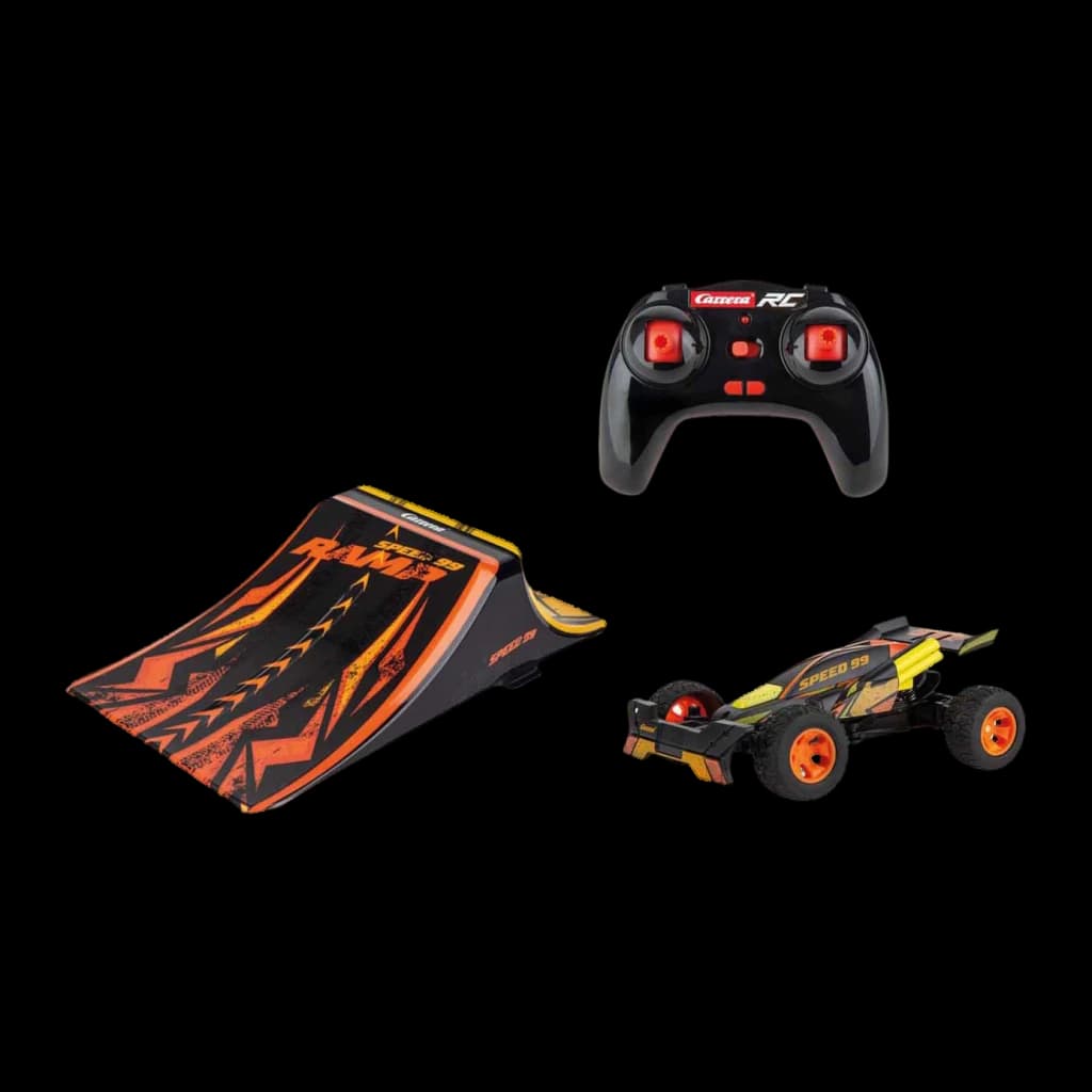Coche RC Carrera Orange Jumper 2.4GHz 1:32 15km/h 12min, contenido: coche, rampa Speed Ramp y mando a distancia negro