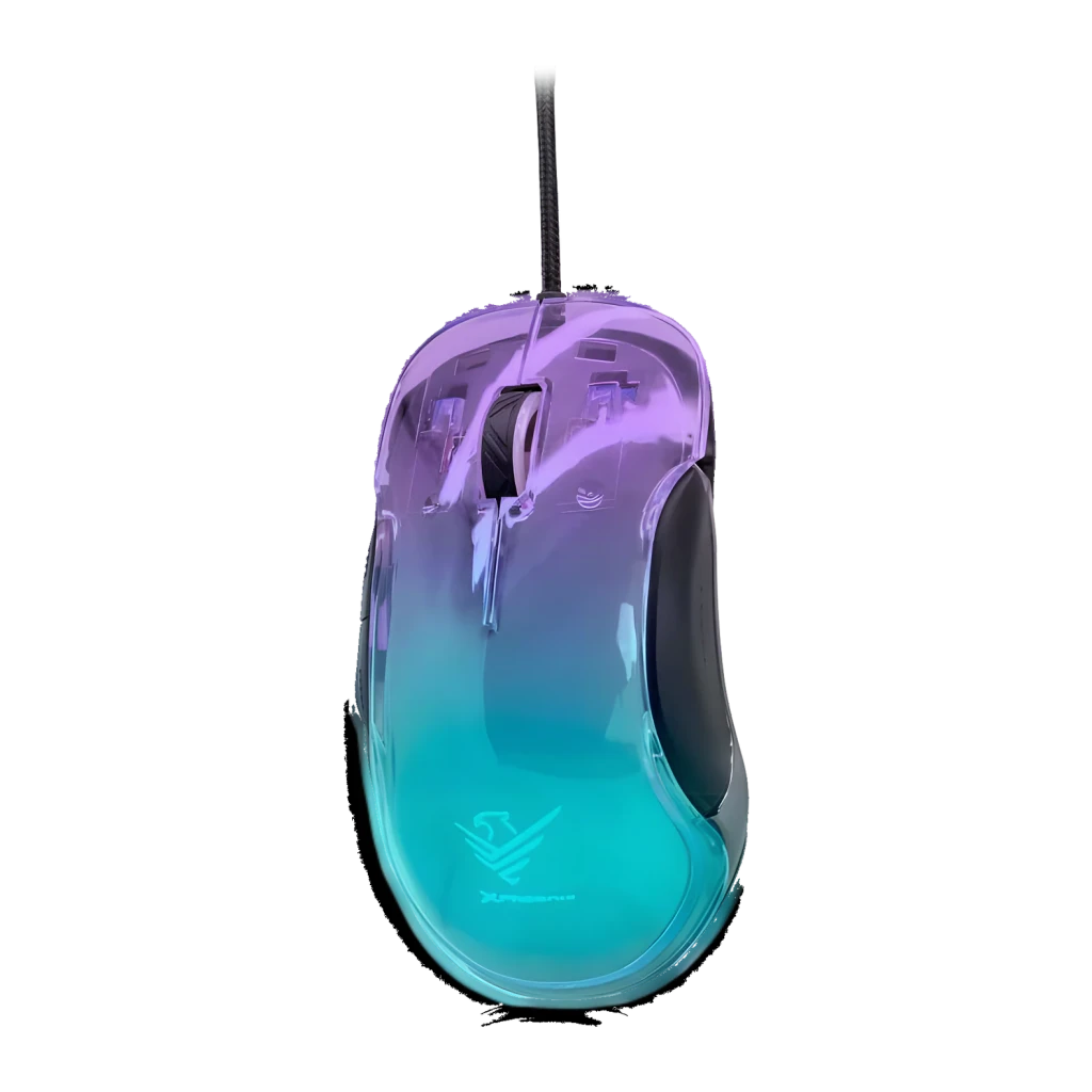 Ratón Gaming Phoenix Technologies Banshee RGB Cable USB Trenzado 10000 DPI, vista superior: carcasa transparente
