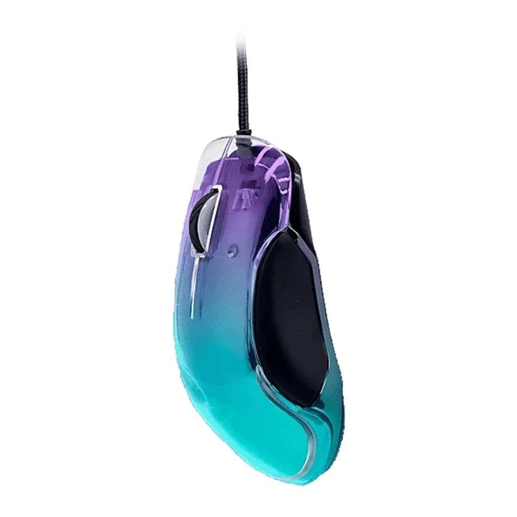 Ratón Gaming Phoenix Technologies Banshee RGB Cable USB Trenzado 10000 DPI, vista lateral: carcasa translúcida degradado