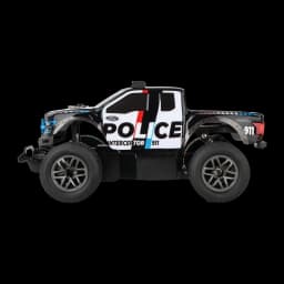 Coche RC Carrera Ford Raptor Police 2.4 GHz 1:18 25km/h 20min autonomía F-150, vista lateral: decoración Police Interceptor