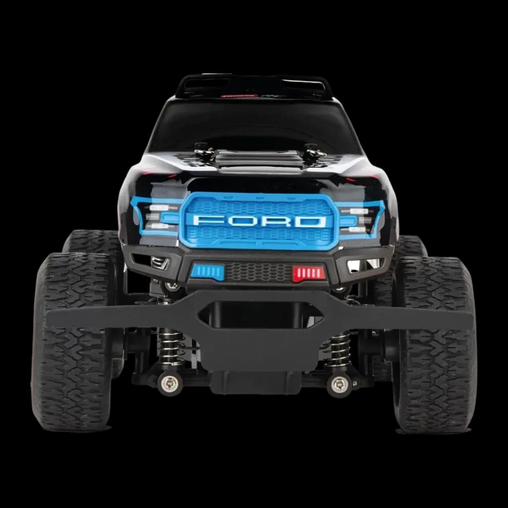 Coche RC Carrera Ford Raptor Police 2.4 GHz 1:18 25km/h 20min autonomía F-150, vista frontal: parrilla azul Ford