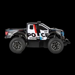 Coche RC Carrera Ford Raptor Police 2.4 GHz 1:18 25km/h 20min autonomía F-150, vista lateral: decoración Police Interceptor
