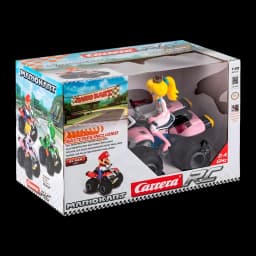 Carrera RC Mario Kart Peach Quad Rose 1:20 9km/h 20min, boîte: emballage avec fenêtre montrant la figurine de Peach