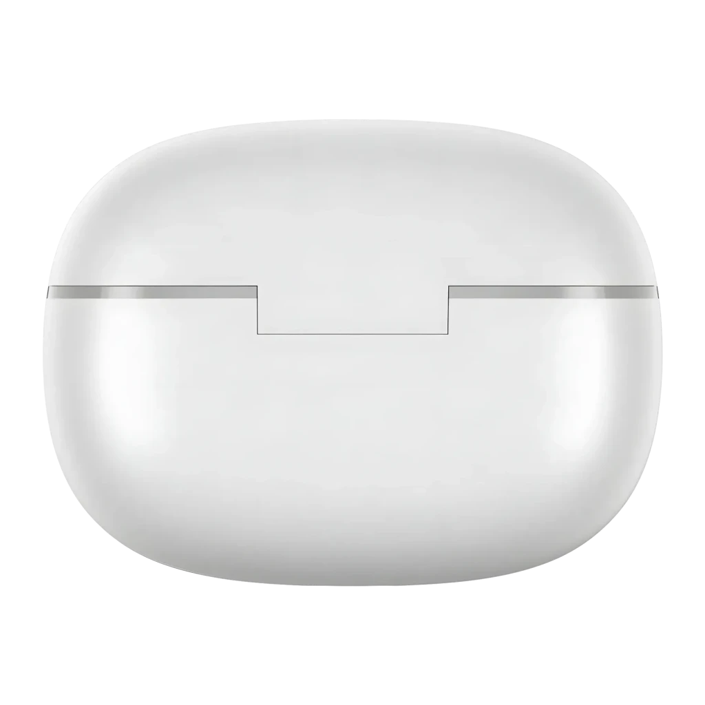 Auriculares Realme Buds T200 Lite In-Ear TWS Bluetooth 5.4, vista frontal: estuche de carga blanco cerrado con línea