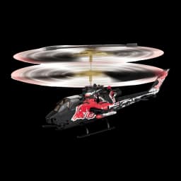 Hélicoptère RC Carrera Red Bull Cobra TAH-1F 2.4 GHz LiPo Rechargeable USB, vue latérale: rotors en rotation en vol sur fond
