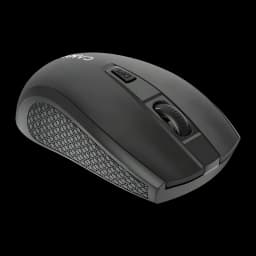 Rato sem fios Canyon MW-7 Preto RF 2.4GHz, vista lateral: roda de scroll, botão DPI e grip hexagonal texturizado