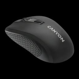 Rato sem fios Canyon MW-7 Preto RF 2.4GHz, vista lateral: textura hexagonal no lateral e botão DPI na parte superior
