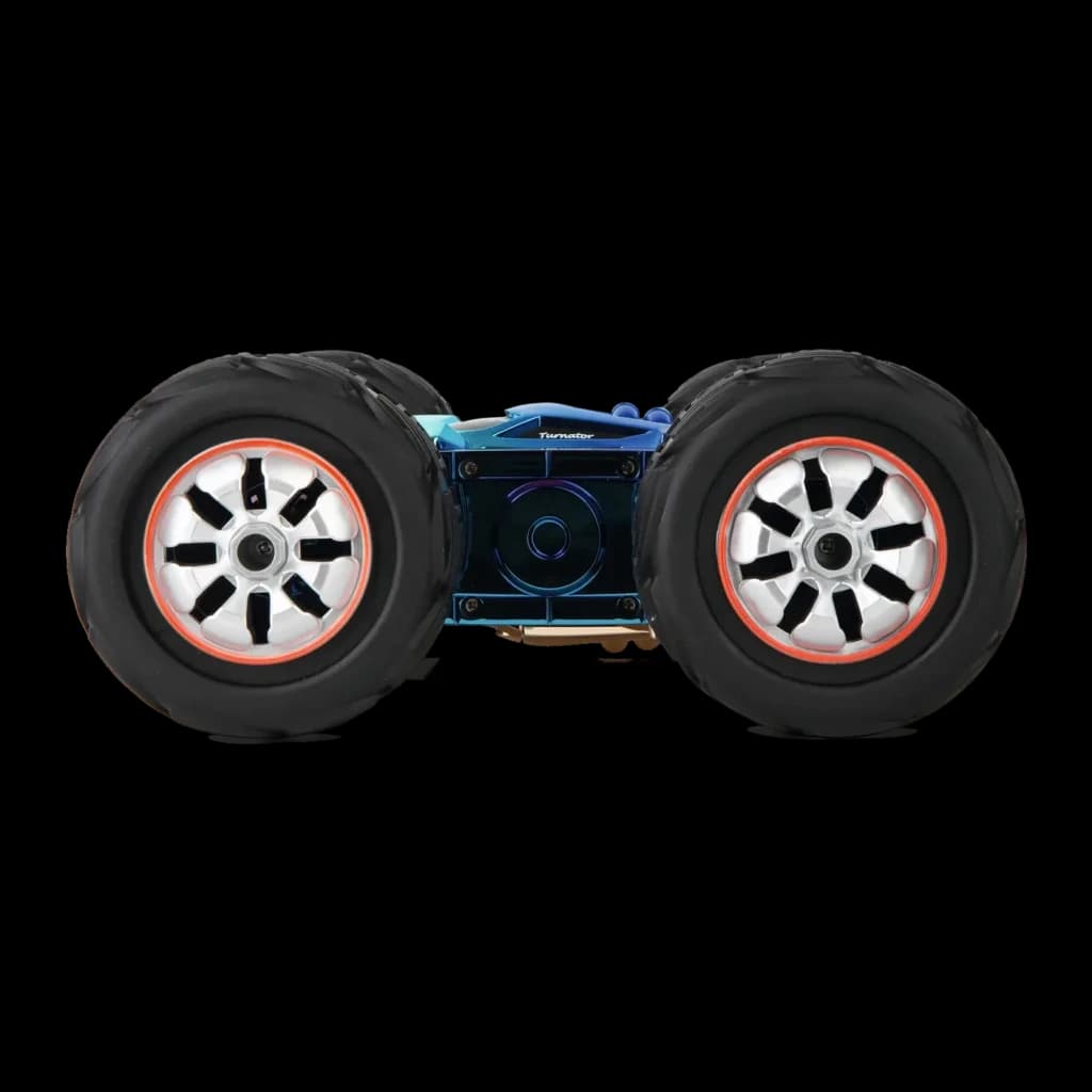 Voiture RC Carrera Turnator Color Flip 1:16 20km/h 20min 2,4 GHz, vue avant: deux grands pneus avec jantes argentées