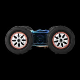 Voiture RC Carrera Turnator Color Flip 1:16 20km/h 20min 2,4 GHz, vue avant: deux grands pneus avec jantes argentées