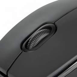 Ratón Nilox Negro MOUSB1003, detalle: rueda de scroll estriada negra y superficie mate superior