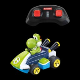 Voiture Carrera Mario Kart Mini RC Yoshi 2.4GHz Vert 1:50 5km/h 15min, vue ensemble: kart avec figurine Yoshi