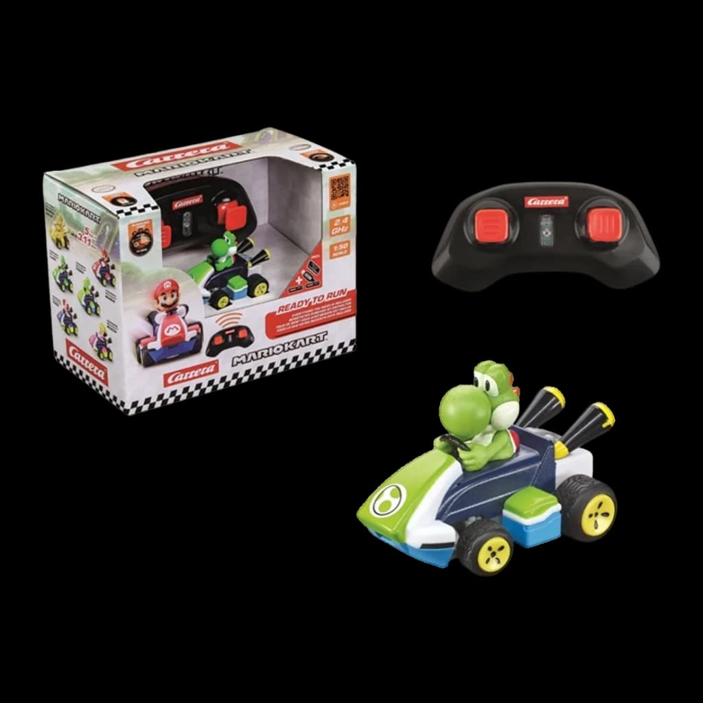 Voiture Carrera Mario Kart Mini RC Yoshi 2.4GHz Vert 1:50 5km/h 15min, contenu: boîte, télécommande noire avec boutons