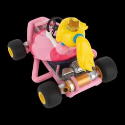 Coche RC Carrera Mario Kart Pipe Kart Princess Peach 1:18 Rosa 9km/h 30min, vista trasera-superior: figura Peach con corona