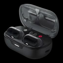 Écouteurs ACEFAST Acefit Neo FA003 TWS In-Ear Bluetooth 5.3, détail: boîtier ouvert à couvercle transparent, écouteurs L