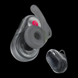 Écouteurs ACEFAST Acefit Neo FA003 TWS In-Ear Bluetooth 5.3, détail: écouteur droit agrandi avec embout et crochet, vue