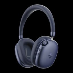 Auriculares Havit Space S1 Cancelación de Ruido Activa Diadema azul, vista frontal: almohadillas, rueda de control y puerto