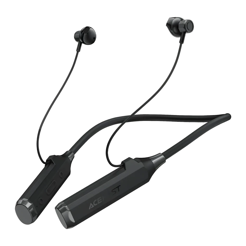 Écouteurs tour de cou Acefast N6 Neckband In-Ear Bluetooth 5.4 130h IPX4, vue de face: tour de cou noir flexible