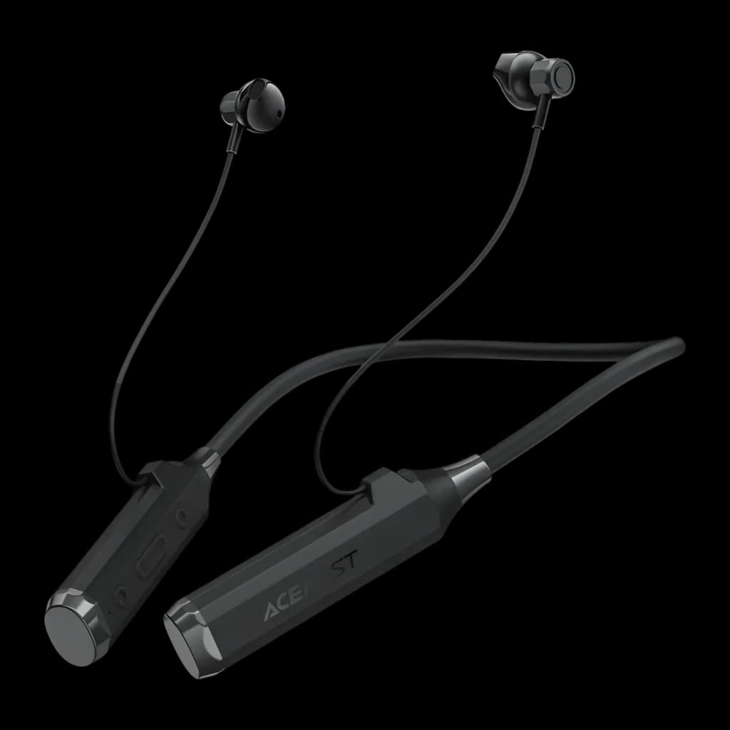 Écouteurs tour de cou Acefast N6 Neckband In-Ear Bluetooth 5.4 130h IPX4, vue de face: tour de cou noir flexible
