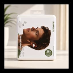 Écouteurs Acefast AceClip Pro FA006 Open-Ear TWS Bluetooth 5.4, boîte: packaging blanc face avant avec modèle les portant