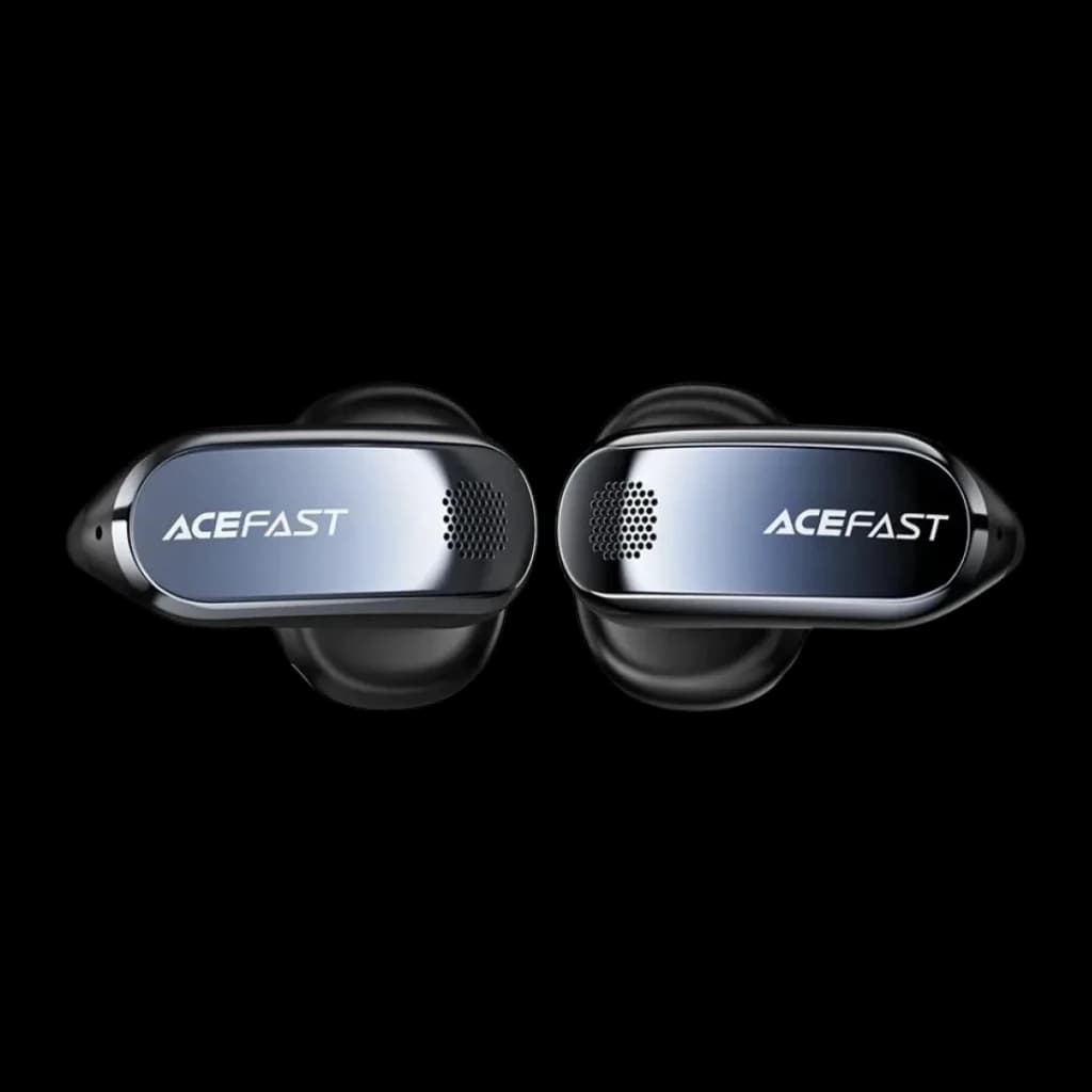 Écouteurs Acefast AceClip Pro Open Ear TWS Bluetooth 5.4 28h (7h+étui), détail: vue frontale des deux écouteurs, panneau