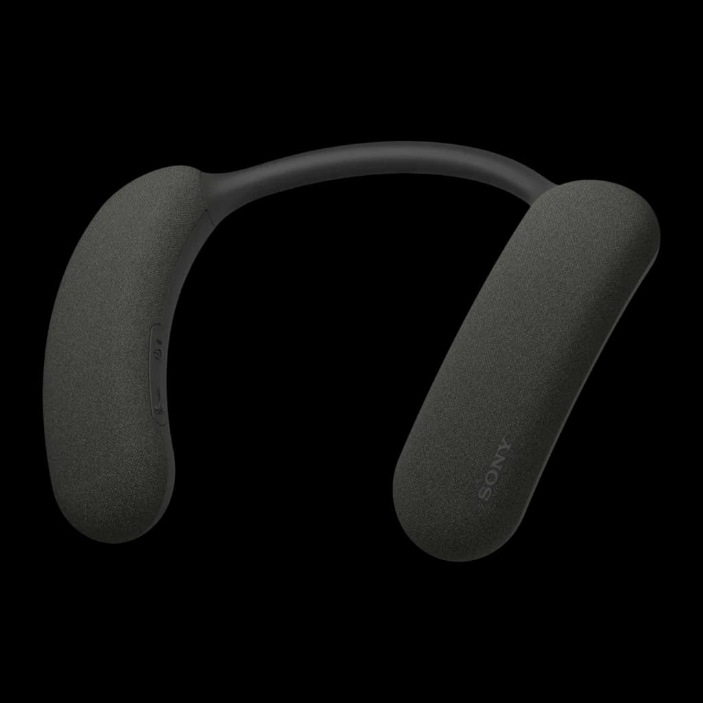 Enceinte de cou Sony BRAVIA Theater U HT-AN7 Dolby Atmos IPX4 6W Bluetooth 5.2, détail: texture tissu sur capsules et logo
