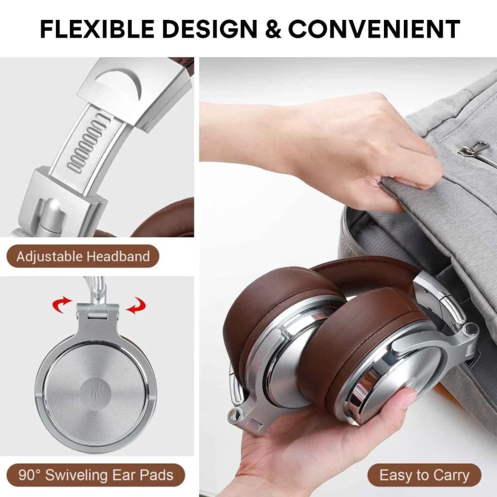 Auriculares OneOdio Pro 40 Diadema Over-Ear Jack 3,5mm / 6,35mm, en uso: diadema ajustable, almohadillas giratorias 90°