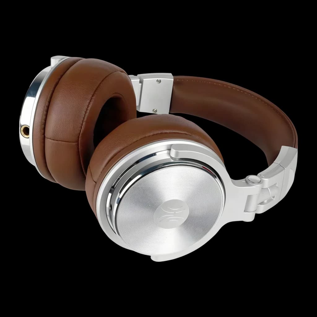 Auriculares OneOdio Pro 40 Diadema Over-Ear Jack 3,5mm / 6,35mm, detalle: carcasa plateada con textura concéntrica