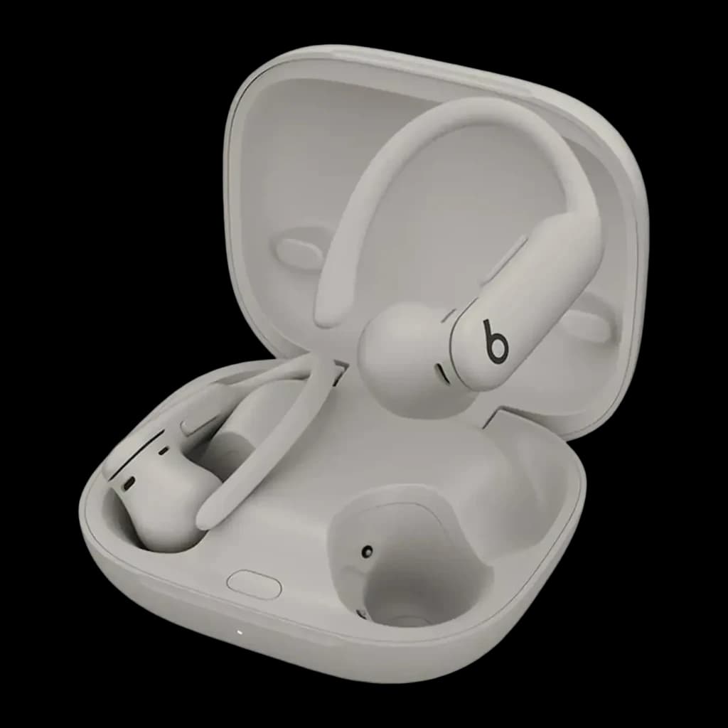 Écouteurs Beats Powerbeats Pro 2 Réduction de Bruit In-Ear Bluetooth blancs, vue de face: étui ouvert avec les deux