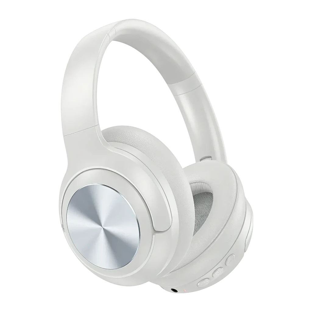 Auscultadores Hoco W54 Young Cancelamento de Ruído Banda Bluetooth + AUX, detalhe: disco metálico prateado na concha