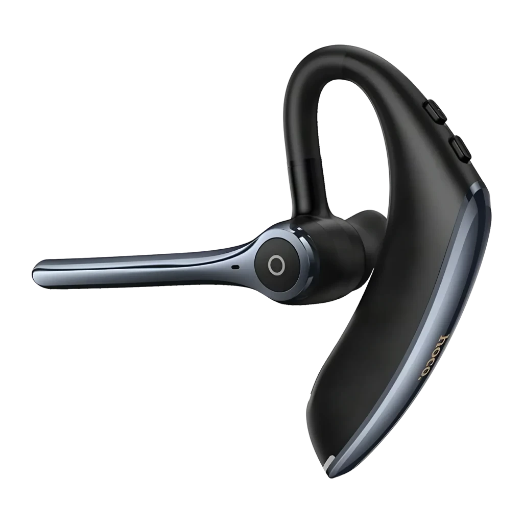 Auricular Hoco E90 Liya ENC Doble Micrófono In-Ear Mono Bluetooth 6.0, detalle: gancho auricular, brazo de micrófono