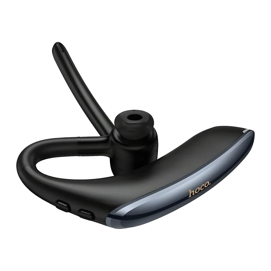Auricular Hoco E90 Liya ENC Doble Micrófono In-Ear Mono Bluetooth 6.0, detalle: gancho auricular, almohadilla in-ear