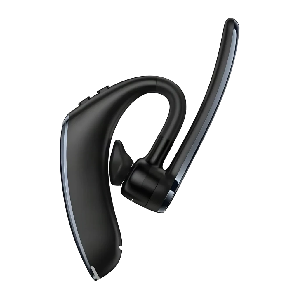 Auricular Hoco E90 Liya ENC Doble Micrófono In-Ear Mono Bluetooth 6.0, vista trasera: gancho auricular negro con ribete